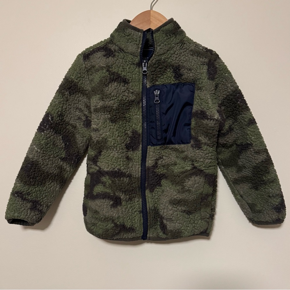 Andy & Evan Kids  Plush Jacket, Green camo SZ 4T , Zipper